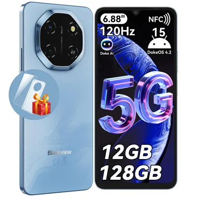 Zdjęcie produktu dla Blackview SHARK 6 – smartfon, 6,88 cala, bez umowy, 12+128GB, 5G, Dual SIM, 120Hz, NFC, bateria 5000 mAh, rozpoznawanie twarzy, Android 15