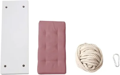 Image de Balançoire en bois pour enfants - Balançoire pour intérieur et extérieur - Bois écologique - Capacité de charge jusqu'à 50 kg - Idéale pour les chambres d'enfants, les jardins et les aires de jeux - Rose