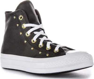 Produktbild von Converse Chuck 70 Hi Studd Detail Damen Ledersneaker Schwarz Gold – undefined / Schwarzes Gold