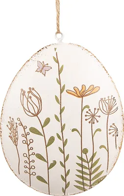 Image de Clayre & Eef Pendentif de Pâques Oeuf 8 cm Beige Métal