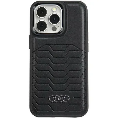 Obrázok produktu pre Puzdro Audi zo syntetickej kože s MagSafe pre iPhone 15 Pro, čierne