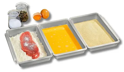 Panierset 3-teilig, silber, 27x16x3,5 cm, stapelbar, BPA-frei