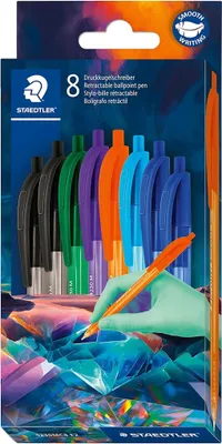 Zdjęcie produktu dla STAEDTLER 4230C8E2-1 STAEDTLER chowana kula biros 4230 M Edition 1, zestaw 8 sztuk