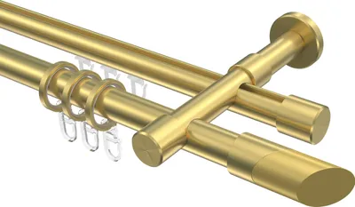 Produktbild von Interdeco Rundrohr-Innenlaufstange / Gardinenstange (Kombination) Messing-Optik, Typ Prestige Verano (Schräge Bicolor), 20 mm Ø 2-läufig, 420 cm