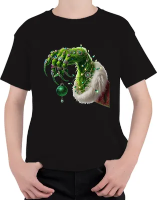 Produktbild von Grinch Hand Weihnachtskugel Christbaum - Weihnachten Christmas Xmas Uni Kinder T-Shirt, Schwarz, 140
