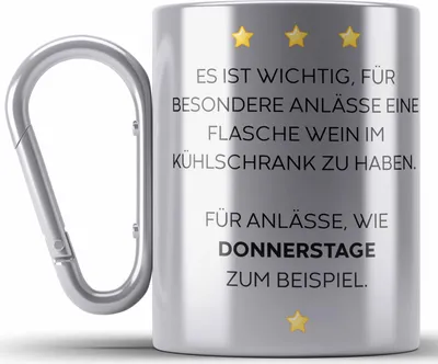 Produktbild von Trendation - Lustige Edelstahl Tasse Karabiner mit Spruch für Frauen Männer Arbeit Büro Lustig Edelstahl Tasse Karabinern Becher mit Sprüchen Kollegin Geschenk Sarkasmus (Silber)