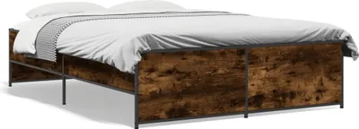 Produktbild von "2026 Promotion" Bettgestell moderne - Räuchereiche - 120x200 cm - Holzwerkstoff und Metall - Polsterbett CC13809