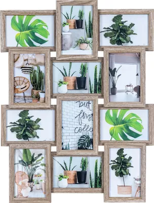 A collage of multiple framed photos of plants and interior decor.