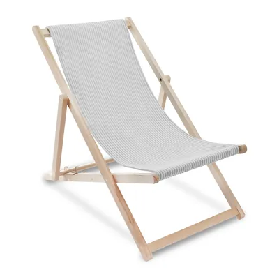 Image de Dreamroots Chaise longue pliante en bois, jusqu'à 130 kg, Chaise longue avec dossier inclinable en 3 positions, Lincoln Storm Grey