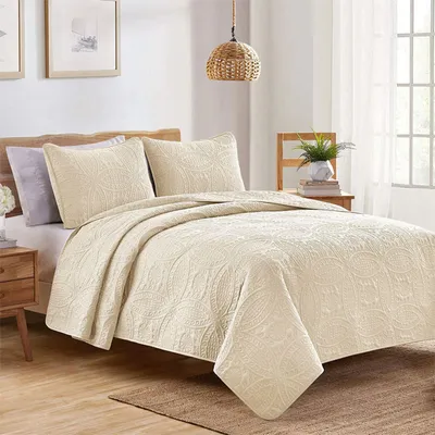 Produktbild von OKWISH Bettüberwurf Bettwäsche Bettwäsche-Set Bettbezug Allzweckdecke ca. 240x260 cm Tagesdecke weich&leicht Cremefarben