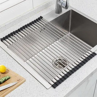 Zdjęcie produktu dla Składane organizery kuchenne z półką – czarne – stal nierdzewna – 45 x 33