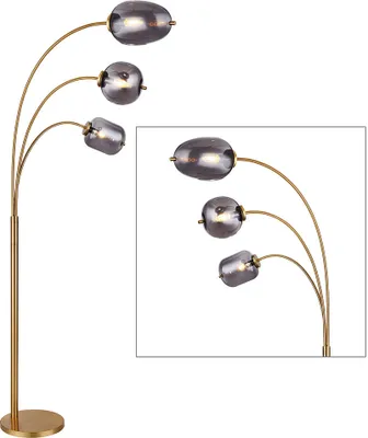 Produktbild von Stehleuchte, Metall, Glas, messing, rauch, 3 Flammig, L 80cm