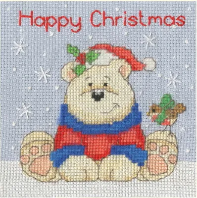 Produktbild von Bothy Threads Grußkarte Kreuzstich Stickpackung "Polarfreunde ", Zählmuster, XMAS70, 10x10cm