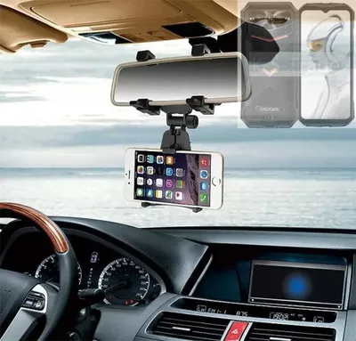 Produktbild von K-S-Trade Smartphone Halterung kompatibel mit Doogee V Max Pro Rückspiegel Halterung schwarz Auto Halterung KFZ Halter