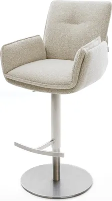 Produktbild von DELIFE Barstuhl Nela-Flex Webstoff Soft Beige Drehfuß höhenverstellbar Edelstahl Silberfarben
