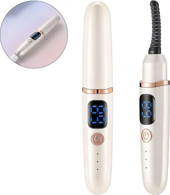 Produktbild von Elektrische Wimpernzange USB aufladbar, LED-Batterieanzeige, 3 Temperaturstufen, tragbar für Handtasche, schnelles Aufheizen, ideales Geschenk für Frauen