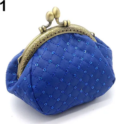Produktbild von Damenmode Rautenmuster Brieftasche Karte Geldbörse Clutch Handtasche Mini Bag Blau