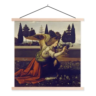 Obrázek produktu pro MuchoWow® Textilní plakát - Zvěstování, Leonardo - Leonardo da Vinci - 120x120cm - S hnědými lamelami