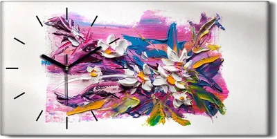 Produktbild von Dekor Leinwand Uhr Wandbilder Geräuschlos 60x30 Abstrakte Kunst Blumen - schwarze Hände