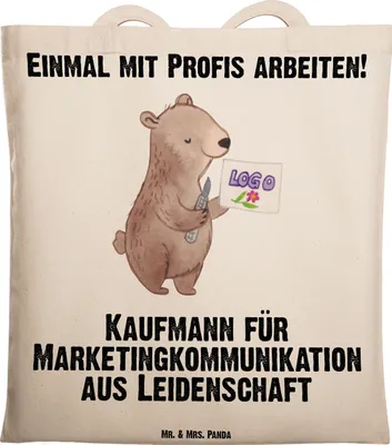 Produktbild von Mr. & Mrs. Panda festivaltasche Kaufmann für Marketingkommunikation Leidenschaft - Transparent - Geschenk, Uni Tasche, Einkaufstasche, Tote Bag, Laptoptasche, Stoffbeutel