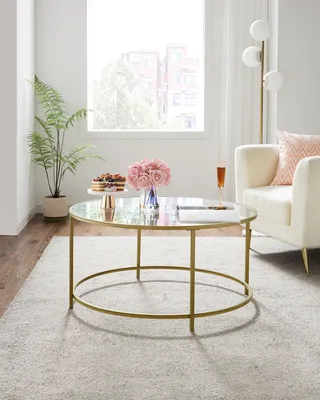 Produktbild von VASAGLE Couchtisch Glas gold 84,0 x 84,0 x 45,5 cm