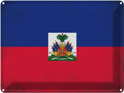 Produktbild von vianmo Blechschild 30x40 cm Haiti Flagge Fahne Wappen