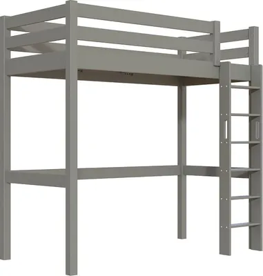 Produktbild von Hohes bett 1-Personen Sylvia 90x200 mit gerader Leiter - Grau