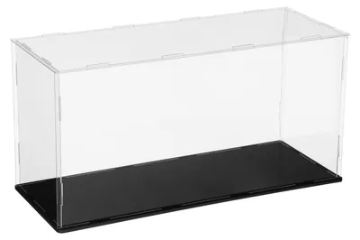 Zdjęcie produktu dla Omgoods - Szklana witryna akrylowa do eksponatów kolekcjonerskich - 40 x 15 x 20 cm z czarną podstawą