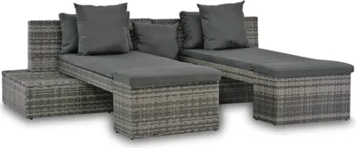 Produktbild von 4-tlg. Garten-Sofagarnitur mit Kissen Grau Poly Rattan