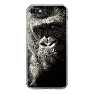 Produktbild von MuchoWow® Handyhülle Schutzhülle Hülle für iPhone 8 Gorilla auf schwarzem Hintergrund in Schwarz und Weiß Silikon Softcase Handy Hülle - Schutzhaube