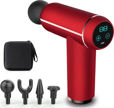 Produktbild von Massage Gun Portable Massage Gun LCD-Muskel-Massagegerät mit 4 Massageköpfen, 1500 mA