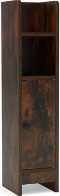 Produktbild von Badezimmerschrank, schmaler Beistellschrank mit Verstellbarer Ablage, Badschrank platzsparend, Aufbewahrungsschrank, 20 x 18 x 80 cm (Braun)