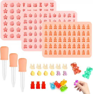 Produktbild von Set zum Selbermachen von Gummibärchen – Gummibärchen-Form – Schokoladenformen – Silikon-Süßigkeitenform – Bonbonform mit Ausgießer