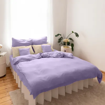 Image de Parure de lit en mousseline 220x240 cm lilas avec 2 taies d'oreiller 80x80