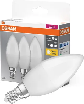 Zdjęcie produktu dla Osram 4099854047091, 4,9 W, 40 W, E14, 470 lm, 10000 h, Ciepłe białe