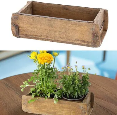 Image de Boîte en bois - Moule à briques vintage - 30x9x15 cm
