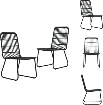 Image de vidaXL Chaises de jardin 2 pcs. Poly Rotin Noir - Chaises de jardin