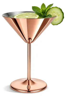 Zdjęcie produktu dla Szklanki Martini, odporne na stłuczenie, wykonane ze stali nierdzewnej, pojemność 240 ml, elegancki design, idealne na imprezy, szklanki do koktajli