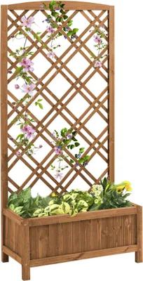 Produktbild von Pflanzkasten mit Rankgitter - Blumenkasten/Hochbeet - Für Kletterpflanzen - Freistehend - 60 x 30 x 122,5 cm