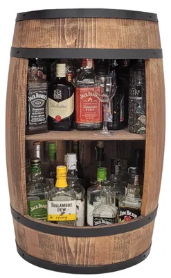Immagine prodotto di Bar rustico in legno con ripiano interno, colore wengé. Mobile portabottiglie 80x50 cm