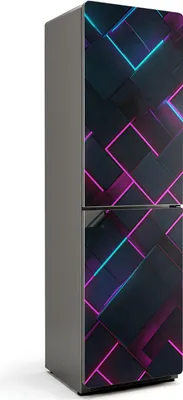 Produktbild von Futuristisches geometrisches Muster – Magnetische Kühlschrank Abdeckung – Dekorfolie magnetisch Küche – Kühlschrank Magnet Deko – selbstklebende Magnettafel – Magnetfolie für Kühlschranktür – 60x205 cm