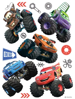 Image de Autocollant mural Disney Cars rouge, orange et bleu - 600134 - 65 x 85 cm