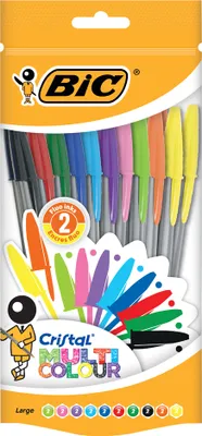 Image de Stylo à bille BIC Cristal Large Multicolor, sachet de 10 pièces