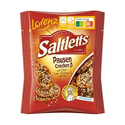 Zdjęcie produktu dla Saltletts krakersy z nasionami chia, lnu i sezamu 20x40g 800g