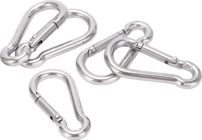 Immagine prodotto di Moschettone, 5 pezzi, acciaio inox 40 mm, chiusura a molla, per guinzaglio e amaca per cani, attrezzatura per esterni