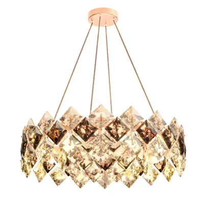 Immagine prodotto di Lampadario a cristallo LED Vrygle da 60 cm, dorato, lampada da soffitto moderna per soggiorno, camera da letto e cucina, grande lampada a sospensione a LED