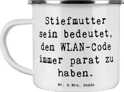 Produktbild von Mr. & Mrs. Panda Pott Spruch Stiefmutter Heldin - Weiß - Geschenk, Teetasse, Liebe, Haferl, Stiefkind, technologie, Emaille Becher, familie, Freude, Geburtstage, Weisheit
