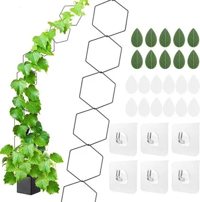 Productafbeelding van Kettingspalier voor klimplanten - 18 stuks plantenrankensteun met 10 plantenklemmen en 4 haken - voor ranken pothos binnen en buiten