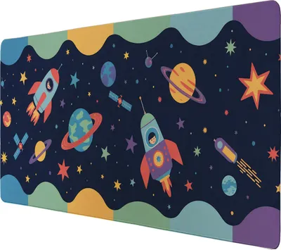 Produktbild von Fantasievoller Weltraum Schreibtischunterlage 69x31cm XXL Mauspad für Kinder