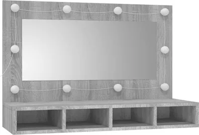 Produktbild von vidaXL Spiegelschrank mit LED Grau Sonoma 90x31,5x62 cm